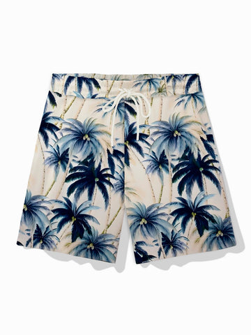 Nowcoco Hawaiian Coconut Tree 3D Printed Men's Beach Shorts Casual Pants