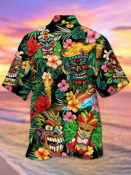 Nowcoco Beach Holiday Tropical Tiki Men's Hawaiian Set Floral Shirt Stretch Big Size Board Shorts Pool Set